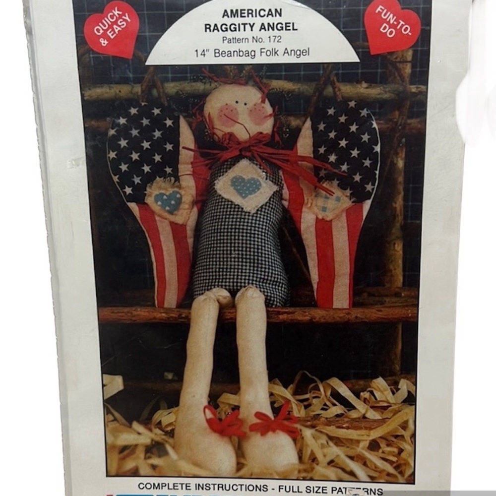 Vintage American Raggity Angel 14” Beanbag Sewing Pattern